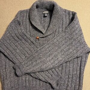 Lands' End Sweater Vintage Shawl Collar Wool Blend Cabin Grandpacore Fall Mens L